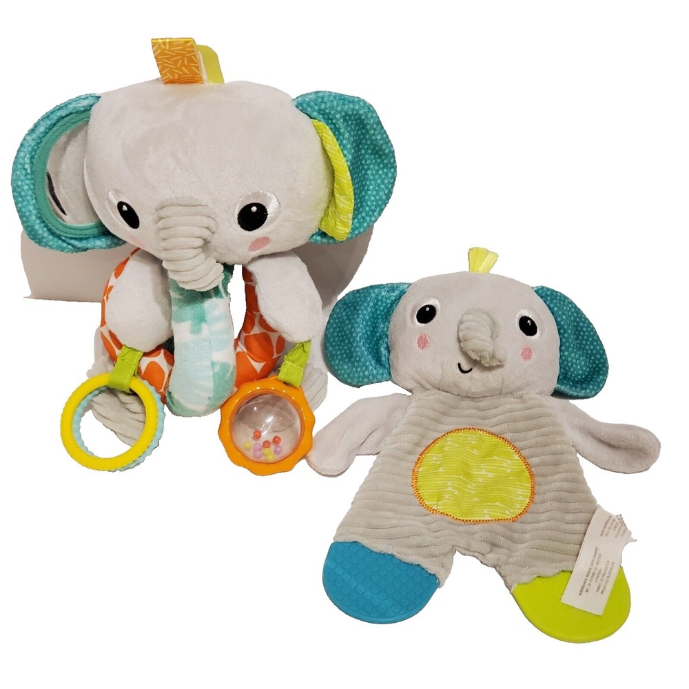 Bright Starts Elephant Baby Rattle and Crinkle Teether Set - Picture 2 of 16